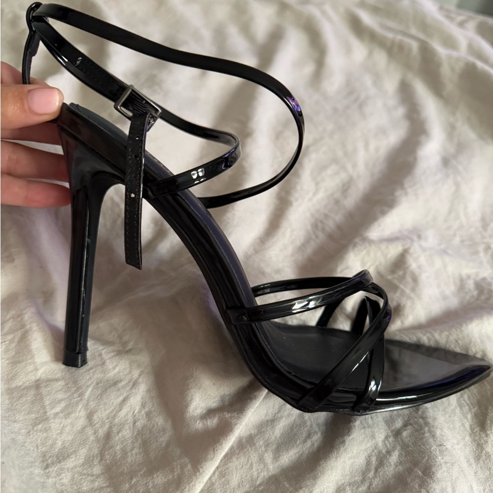 Elegant Black Strappy High Heel Sandals